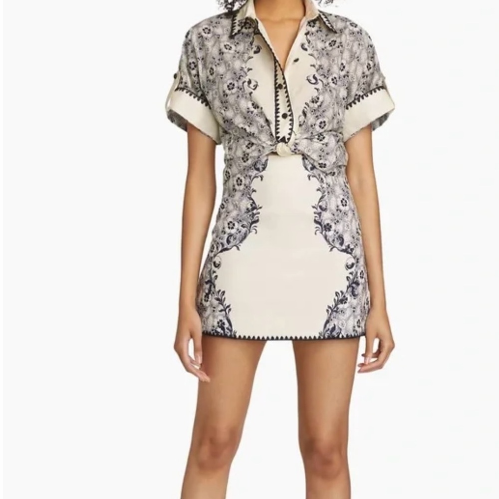 Alemais navy and cream Airlie Skirt